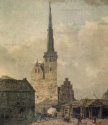 Johann Heinrich Hintze Berlin, Nikolaikirche von Westen oil painting artist